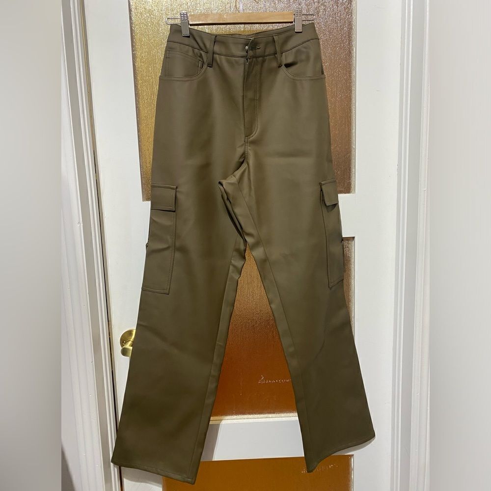 NWOT Anthropologie Good American Good '90s Faux Leather Trooper Pant - Picture 4 of 6